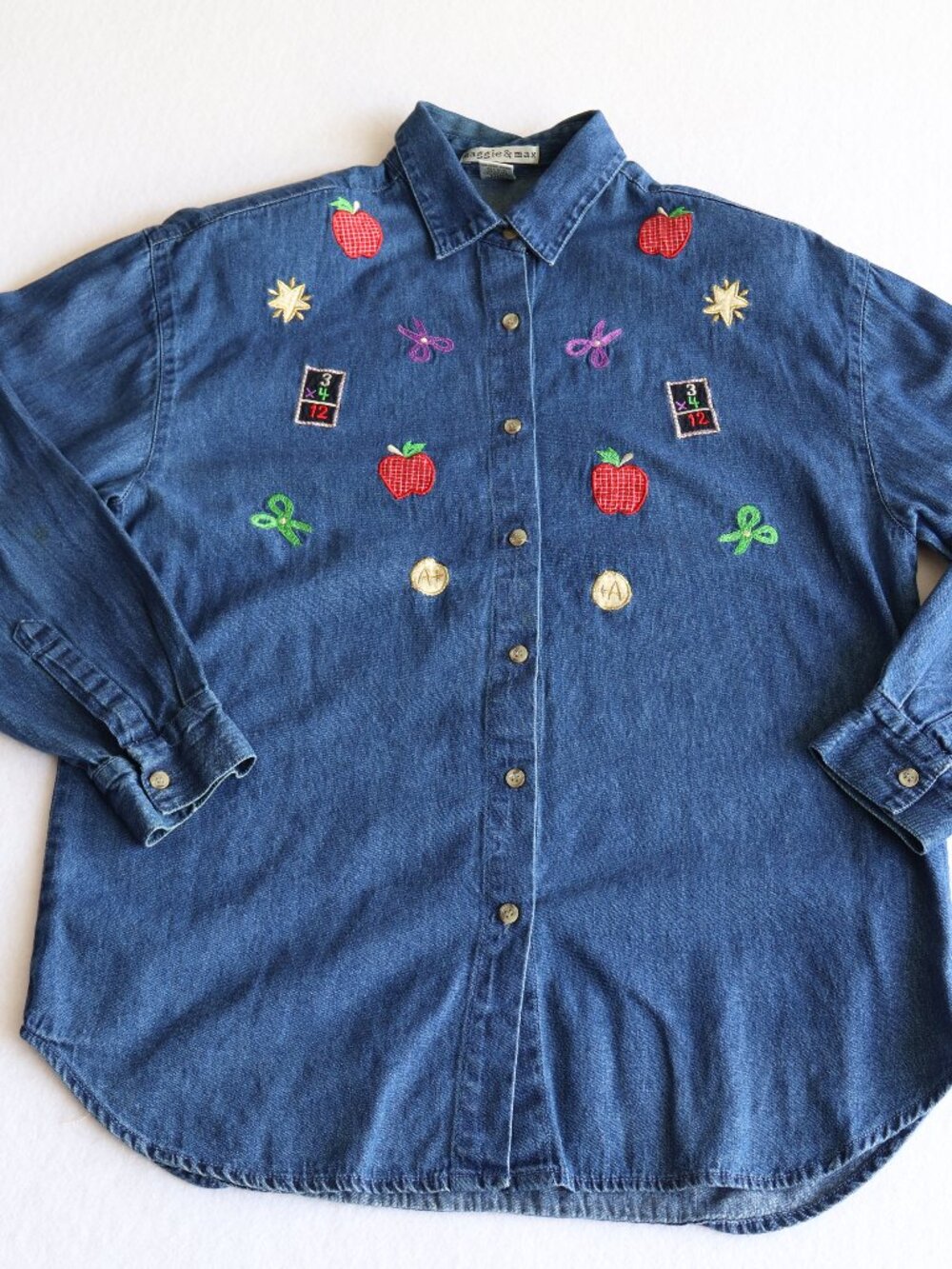 Vintage 90's Denim Teacher Shirt 100% Cotton Women's Medium